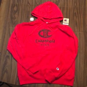 CHAMPION DOODLE RED SCAR FLEECE HOODY LARGE